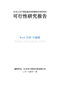 XX化工生产线低温余热资源综合利用项目可行性研究报告.doc