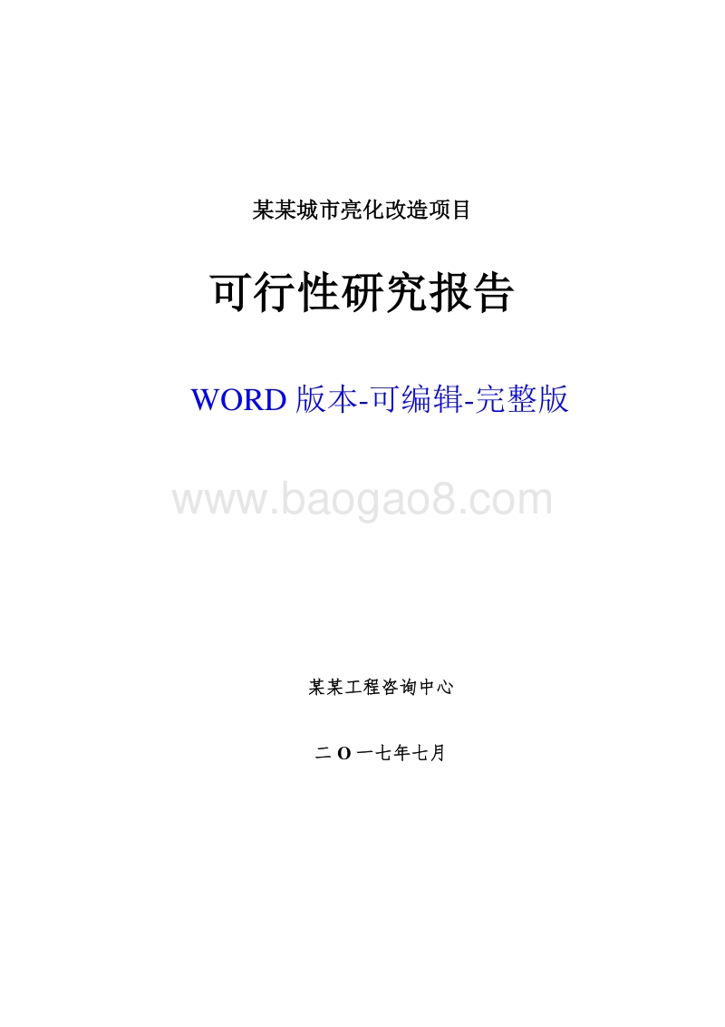 某某城市亮化改造项目可行性研究报告.doc_第1页
