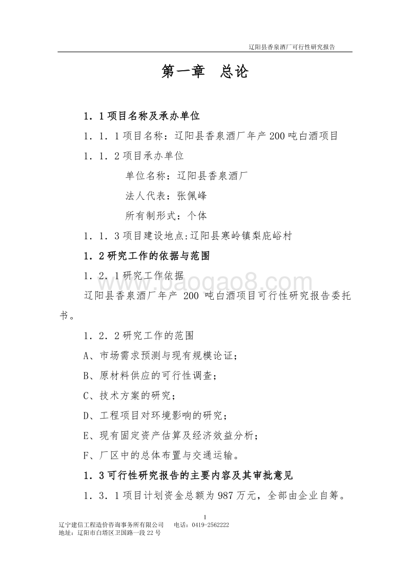 酒厂建设项目可行性研究报告.doc_第1页