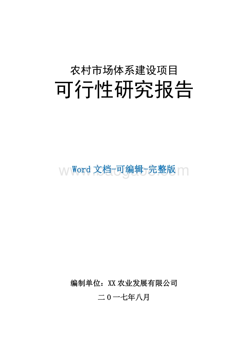 农村市场体系建设项目可行性研究报告.doc_第1页