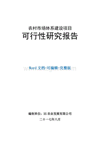 农村市场体系建设项目可行性研究报告.doc