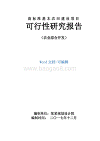 高标准基本农田建设项目可行性研究报告（农业综合开发项目）.doc