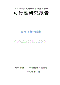 农业综合开发高标准农田建设项目可行性研究报告.doc
