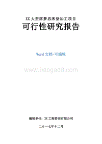 XX大型席梦思床垫加工项目可行性研究报告.doc