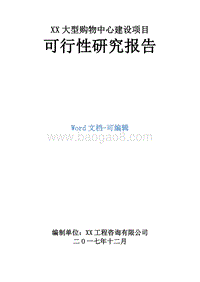 XX大型购物中心建设项目可行性研究报告.doc