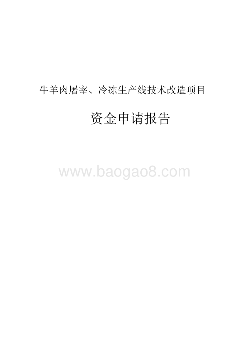 牛羊肉屠宰、冷冻生产线技术改造项目-资金申请报告-精品.doc_第1页