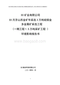XX矿业公司金矿环境影响评价报告书.doc