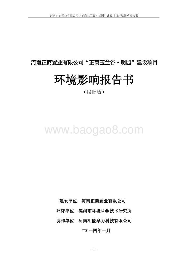XX市置业有限公司建设项目环境影响评价报告书.pdf_第1页