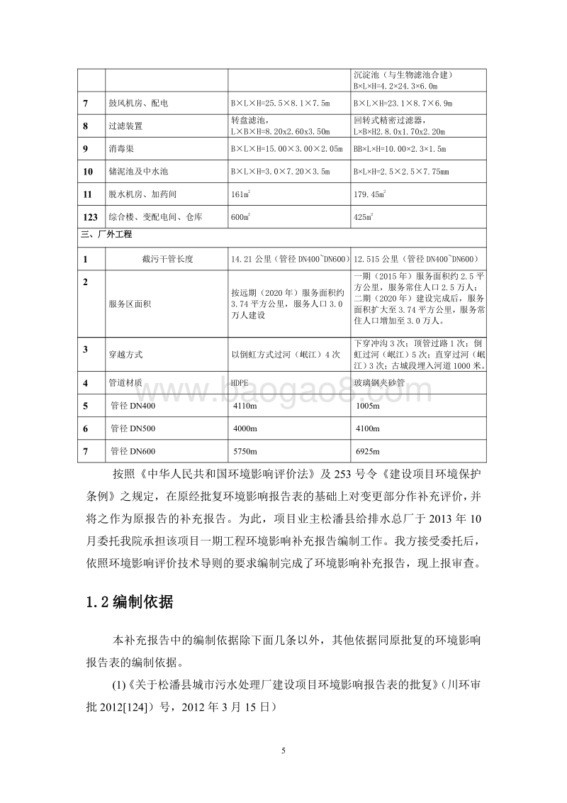 XX县城市污水处理厂一期工程补充报告.pdf_第5页