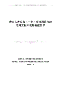 XX公寓项目周边市政道路工程环境影响报告书..pdf