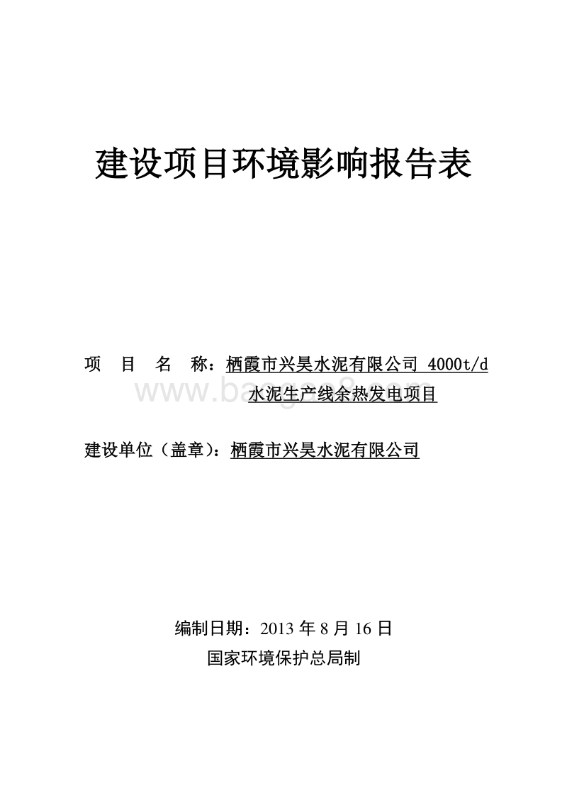 XX生产线余热发电项目环境影响评价报告表.pdf_第1页