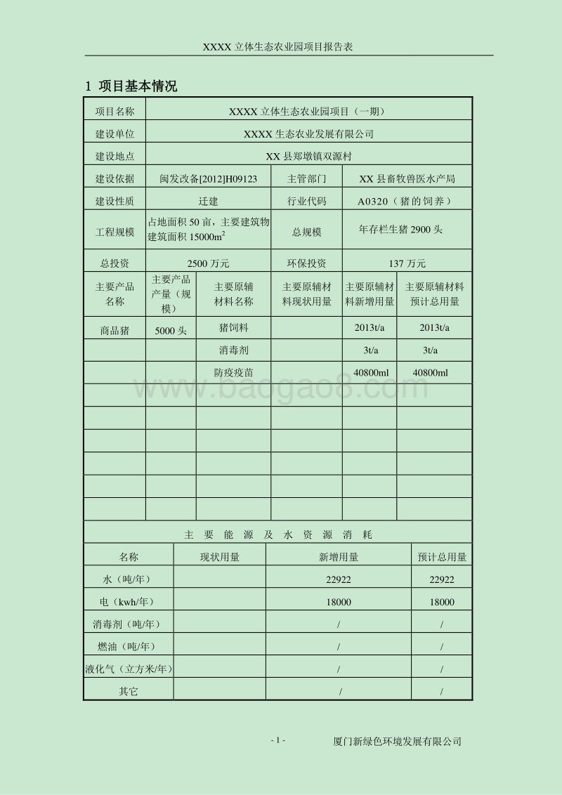 XX立体生态农业园项目环境影响评价报告表.doc_第1页