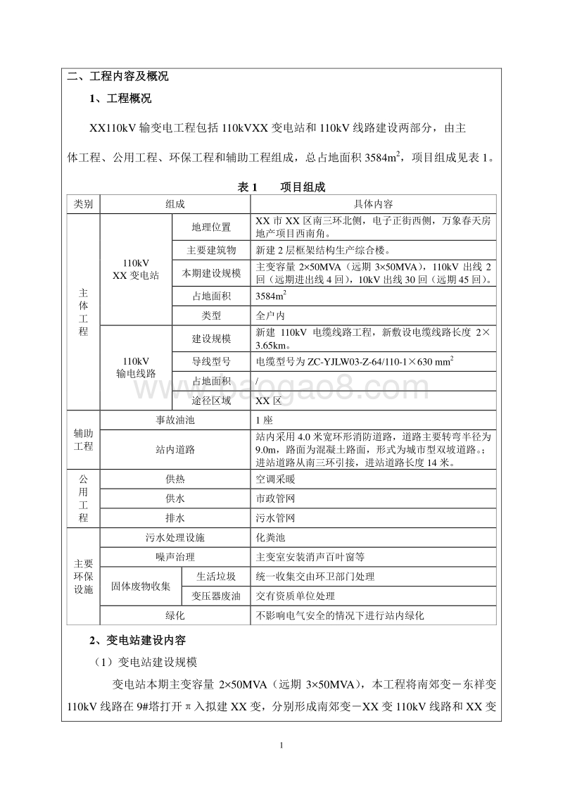 XX输变电工程环境影响评价报告表.doc_第2页