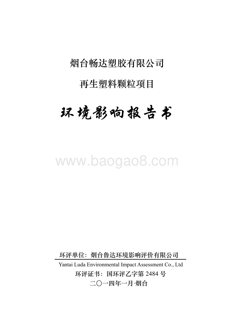 XX厂再生塑料颗粒项目环境影响评价报告书.pdf_第1页