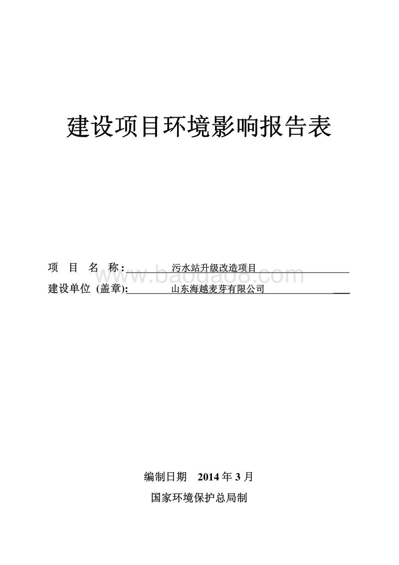 XX公司污水站升级改造项目环境影响评价报告表.pdf_第1页