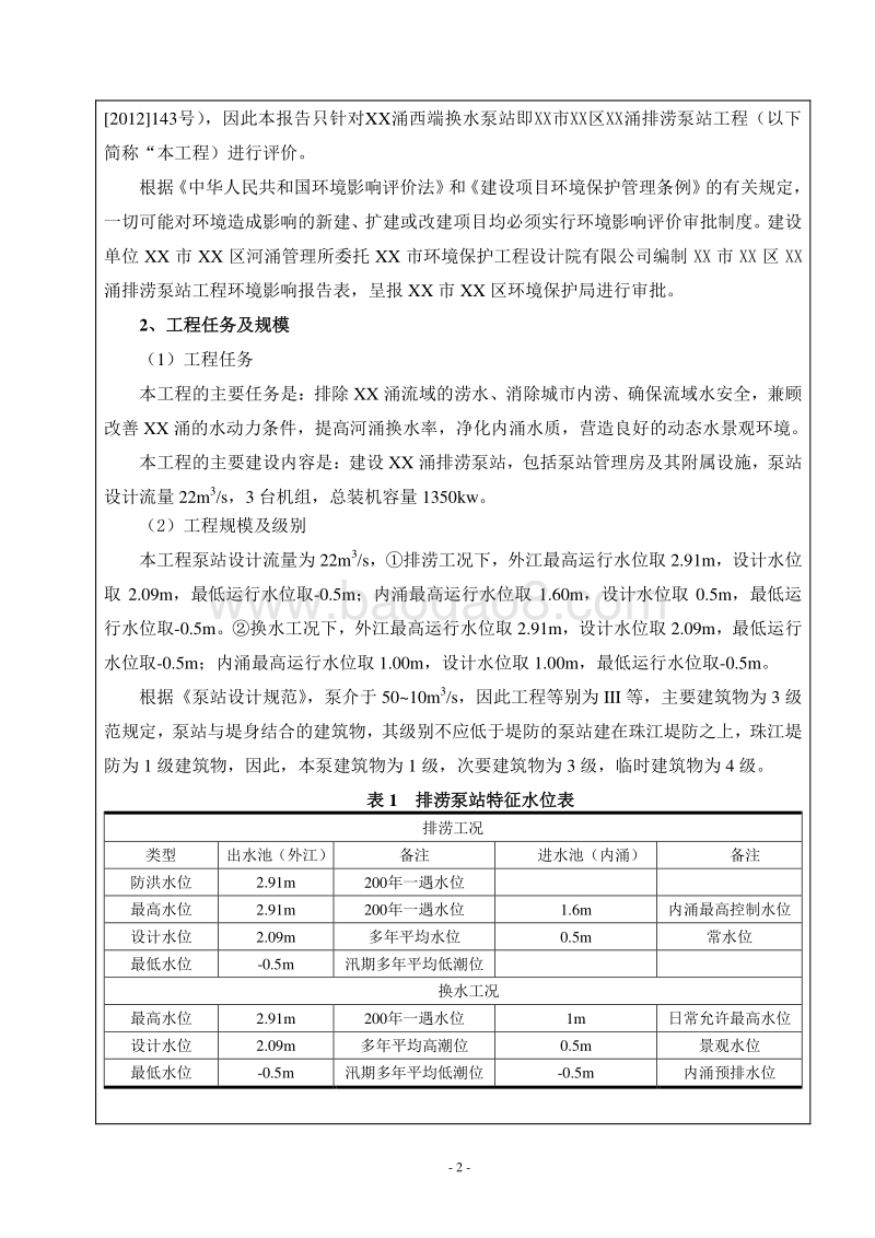 XX排涝泵站工程建设项目环境影响评价报告表.doc_第5页