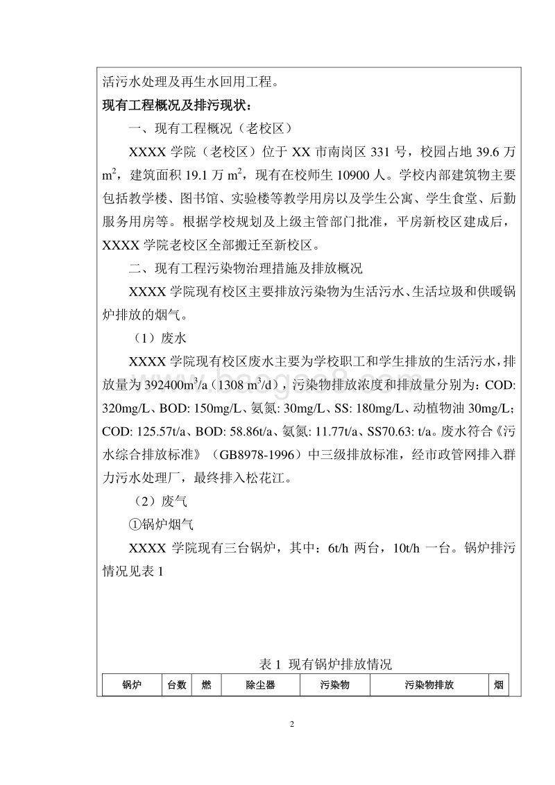 XX学院生活污水处理及再生水回用工程环境影响评价报告表.doc_第2页
