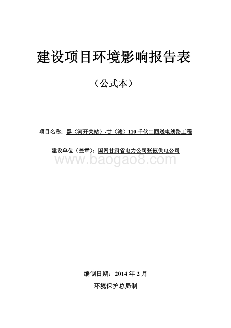 XX送电线路工程环境影响报告表.pdf_第1页