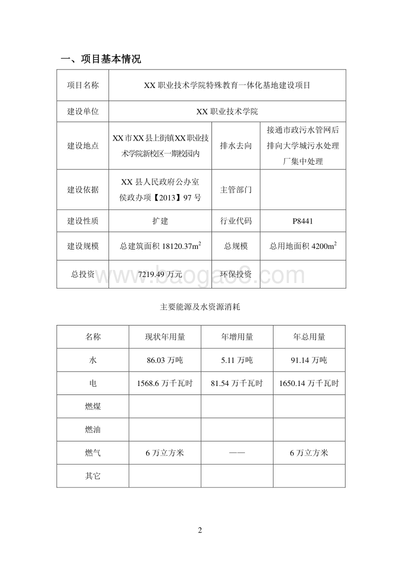XX学院特殊教育一体化基地建设项目环境影响评价报告表.doc_第2页