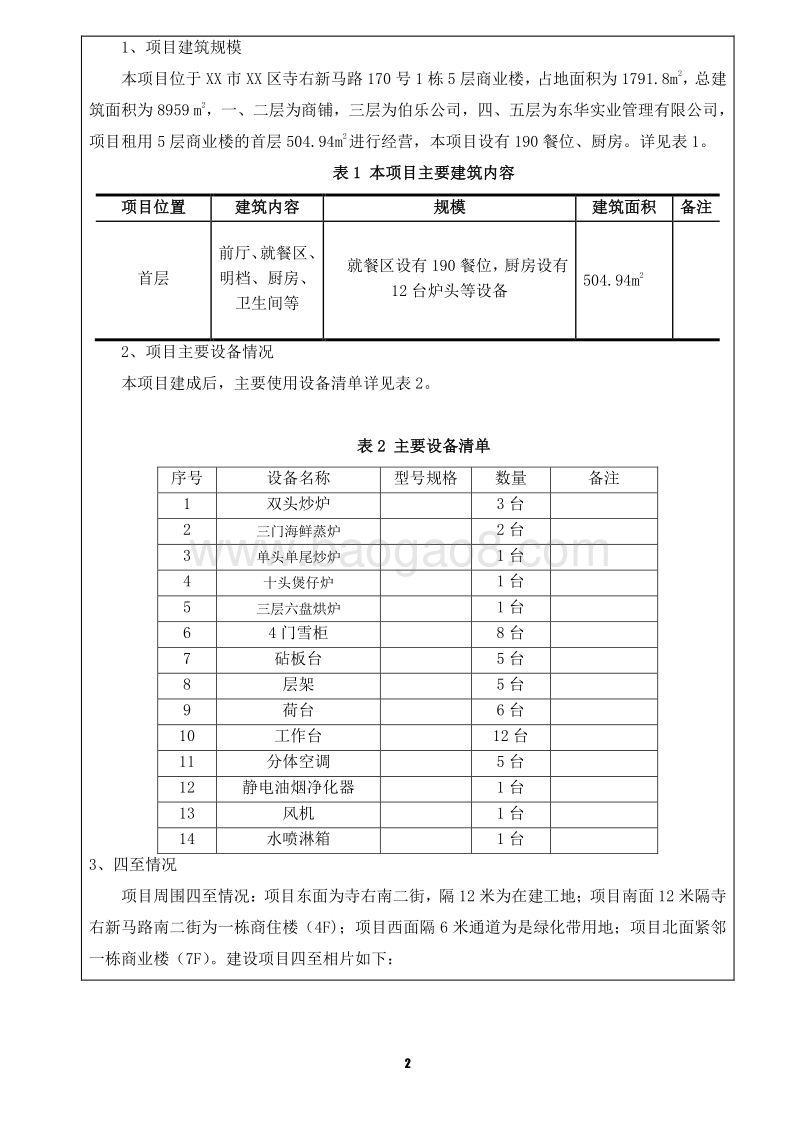 XX美食店建设项目环境影响评价报告表.doc_第4页