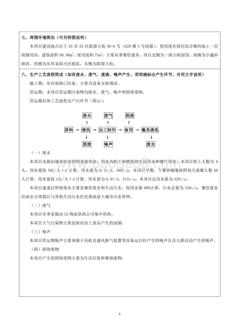 XX快餐店环境影响评价报告表.doc_第5页