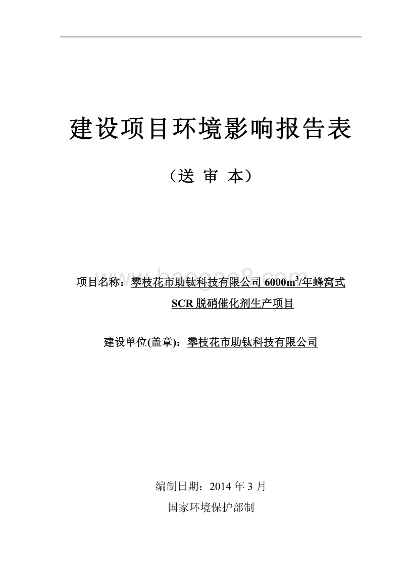 XX厂脱硝催化剂生产项目环境影响评价报告书.pdf_第1页