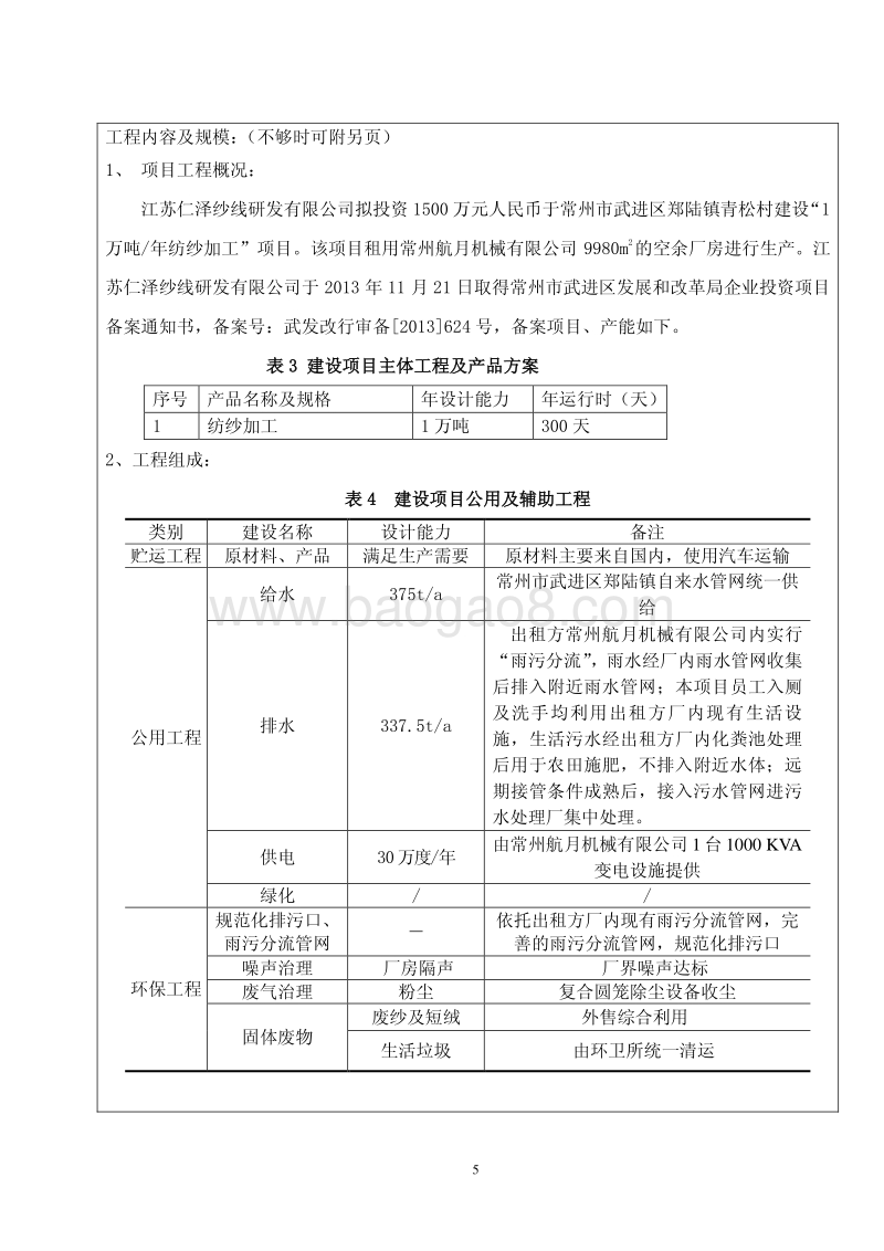 XX纱线研发有限公司环境影响报告表.pdf_第5页