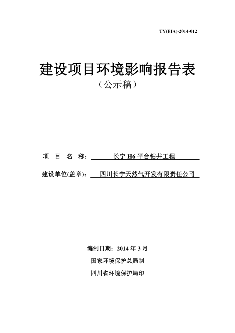 XX天然气开发有公司钻井工程环境影响报告表.pdf_第1页