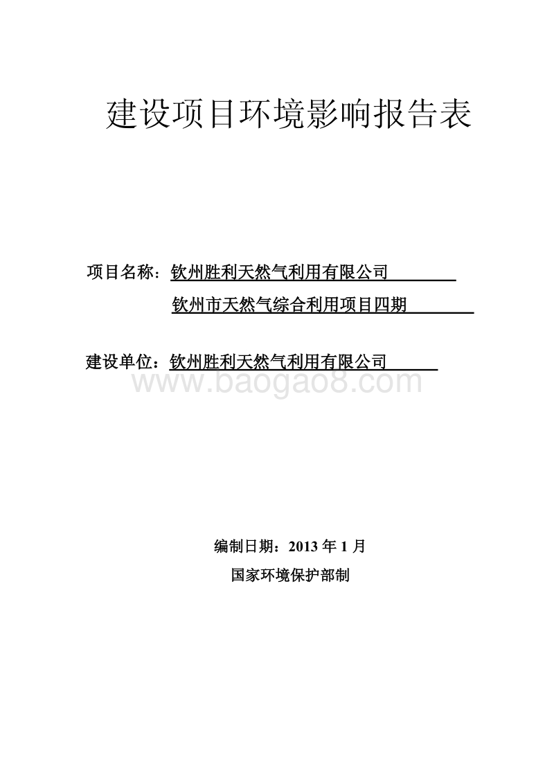 XX天然气有限公司环境影响报告表.pdf_第1页