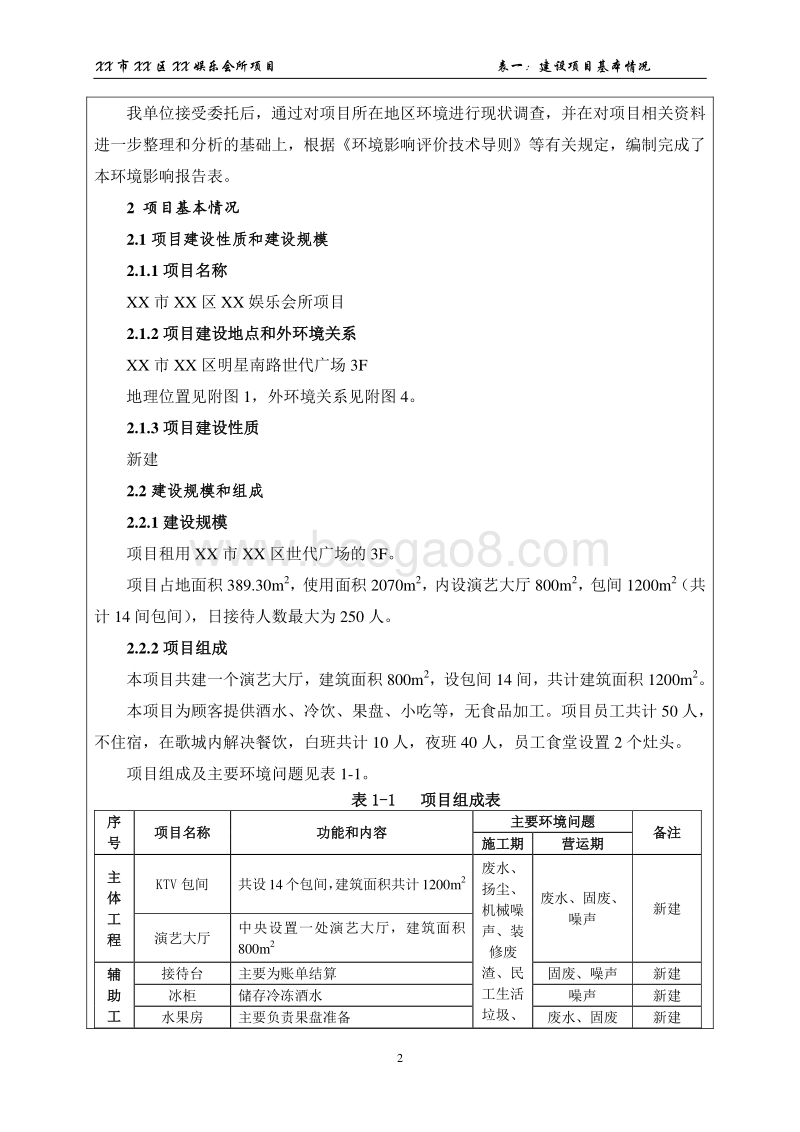 XX娱乐会所项目环境影响评估报告表.doc_第2页