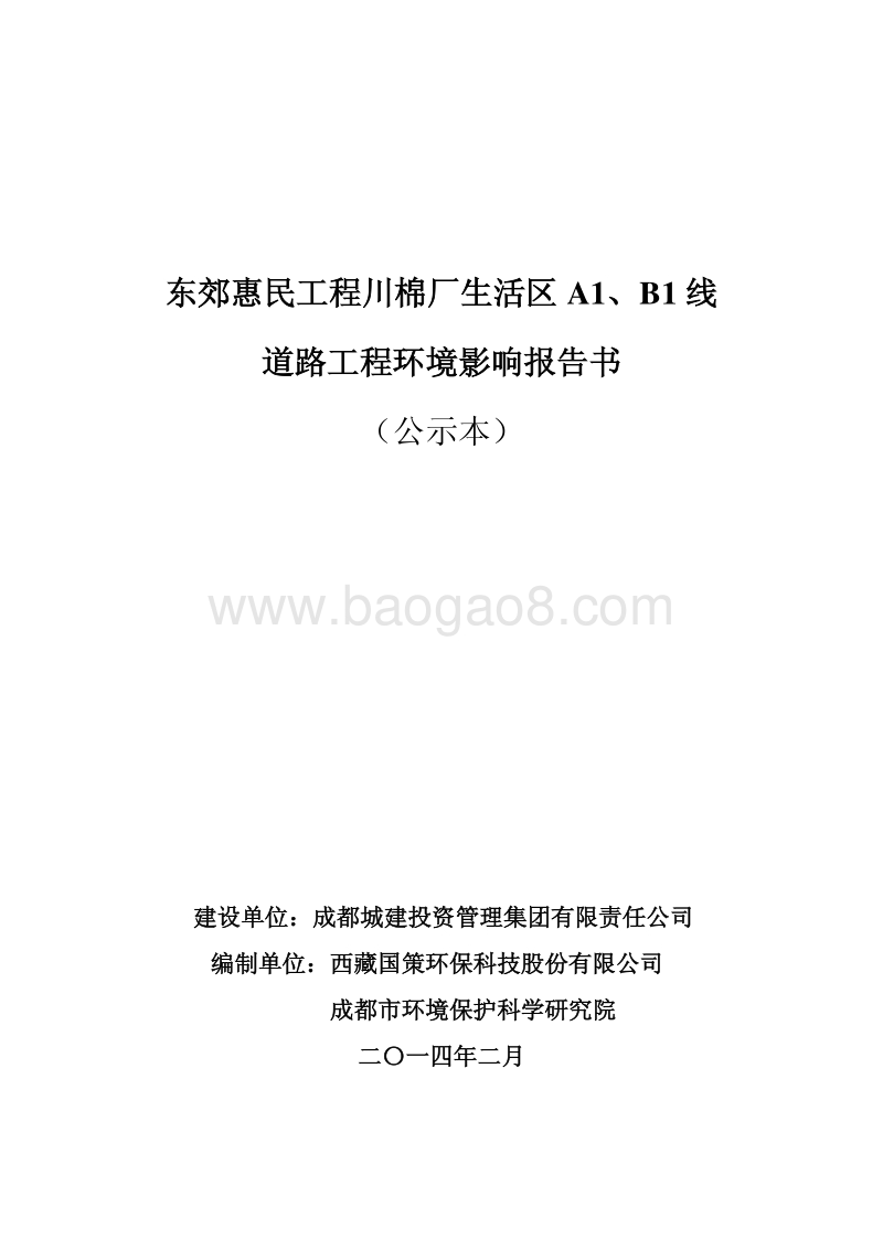 XX惠民工程道路工程环境影响评估报告书.pdf_第1页