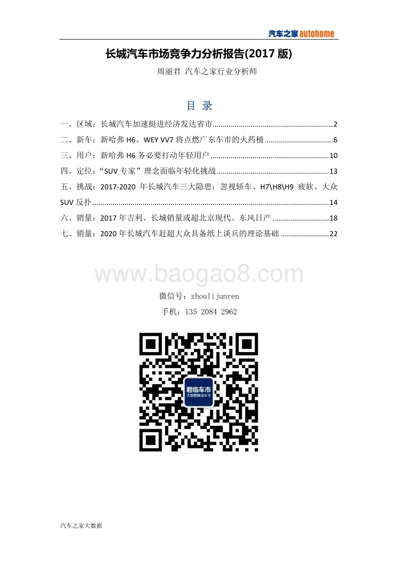 2017版长城汽车市场竞争力分析报告.pdf_第1页