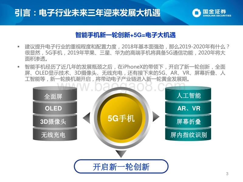2018年电子行业投资策略：5G+智能手机创新，电子行业开启发展新篇章.pdf_第3页