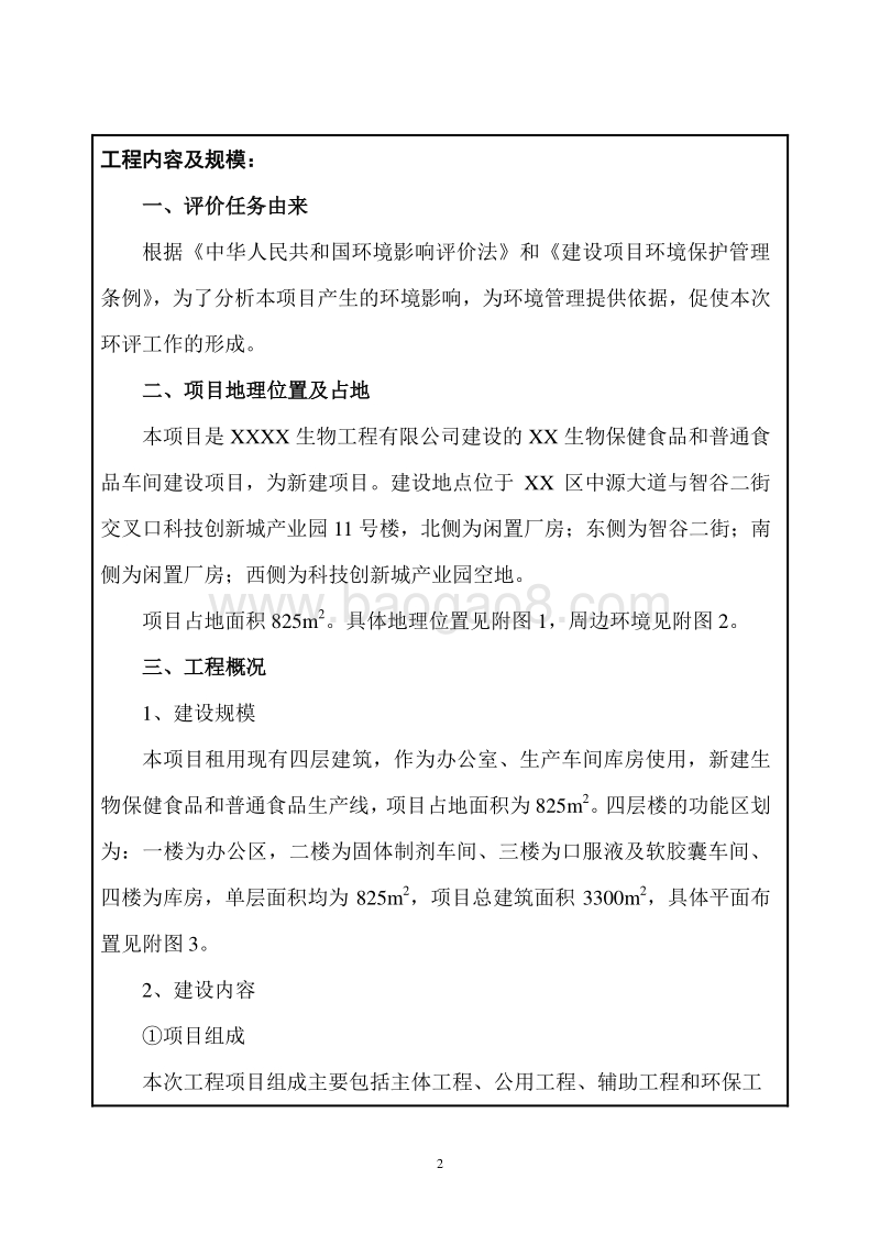 XX生物保健食品建设项目环境影响评价报告表.doc_第2页