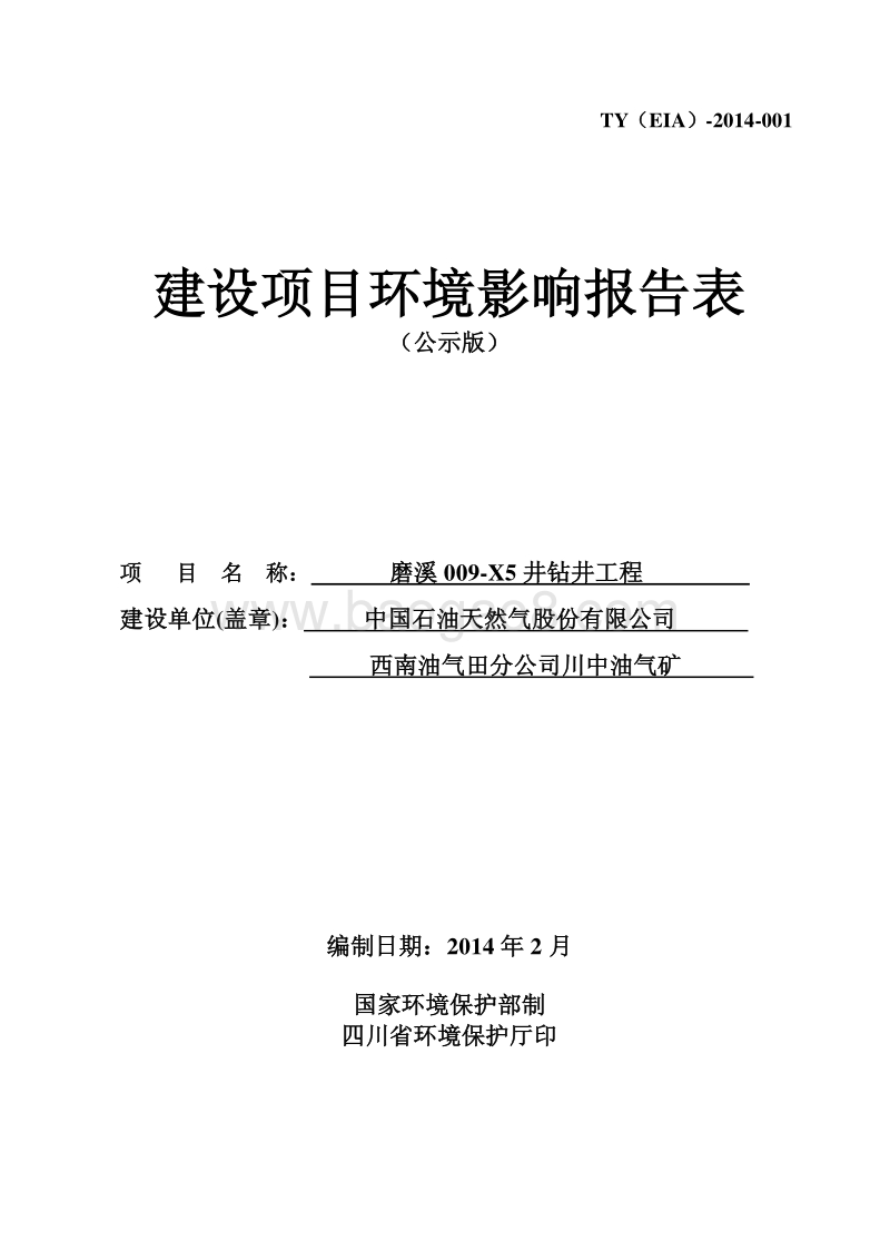 XX省井钻井工程环境影响报告书.pdf_第1页