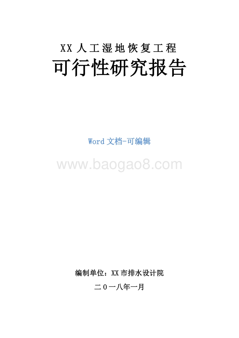 人工湿地恢复工程可行性研究报告.docx_第1页