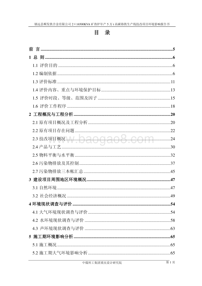 XX县XX有限公司2×高碳铬铁生产线技改项目环境影响报告书.pdf_第1页