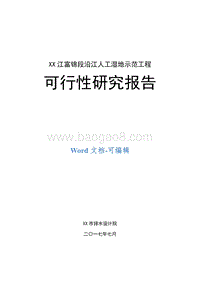 XX江富锦段沿江人工湿地示范工程可行性研究报告.doc