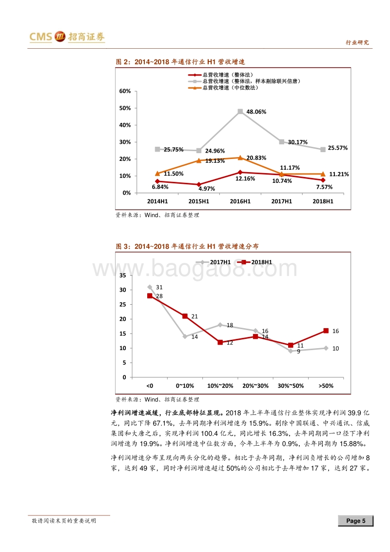 通信行业2018年中报及二季报总结：4G尾声增速趋缓，下半年有望迎来改善，积极拥抱5G曙光.pdf_第5页