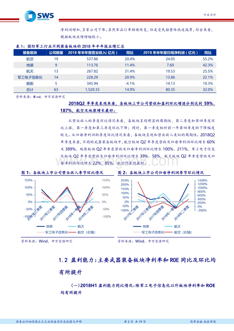 国防军工行业2018年半年报业绩汇总：总装公司业绩高速增长，坚定看好军工龙头全年业绩.pdf_第3页