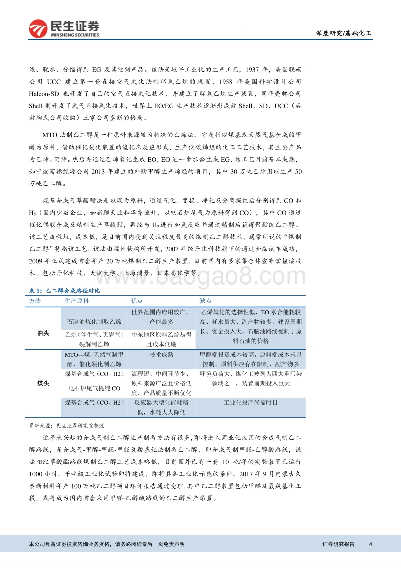 乙二醇行业深度报告：乙二醇高景气可持续，油价走高提升煤制乙二醇竞争力.pdf_第4页