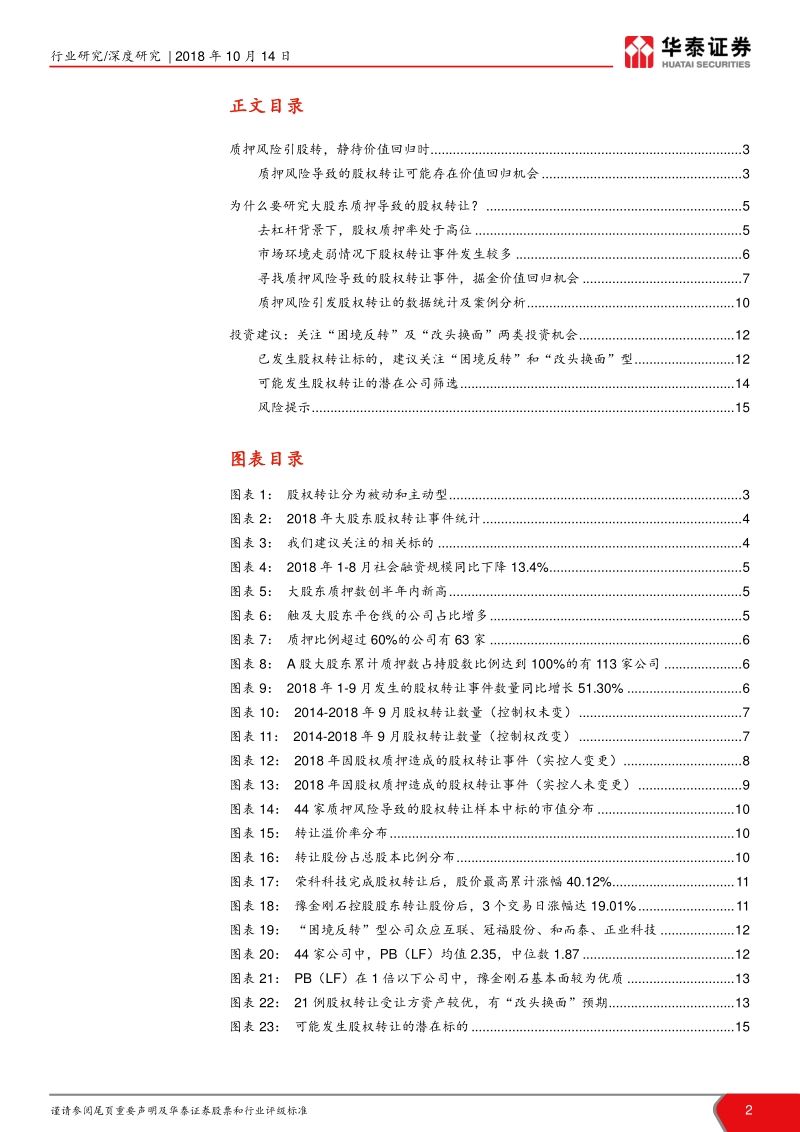 股权转让专题系列研究之一：质押风险引股转，静待价值回归时.pdf_第2页