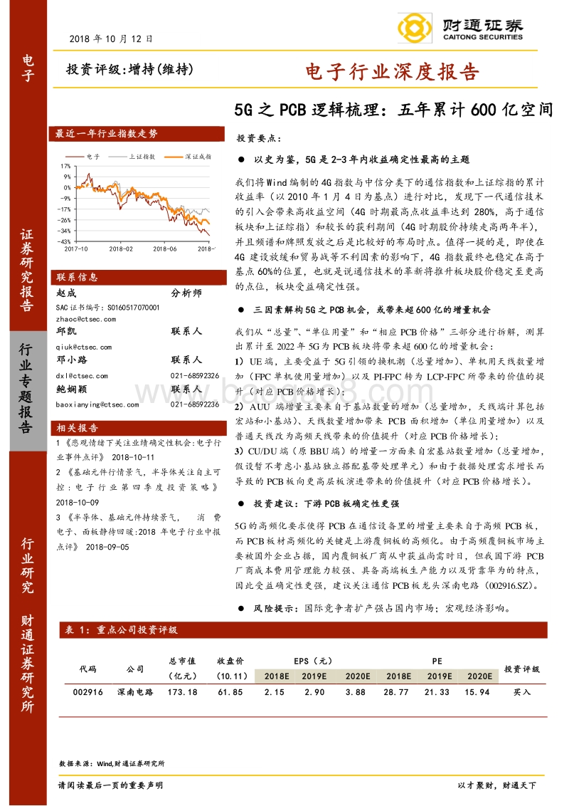 5G之PCB逻辑梳理，五年累计600亿空间.pdf_第1页