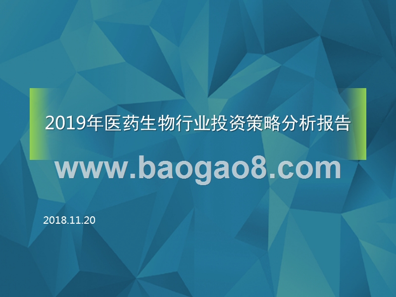 2019年医药生物行业投资策略分析报告.pptx_第1页