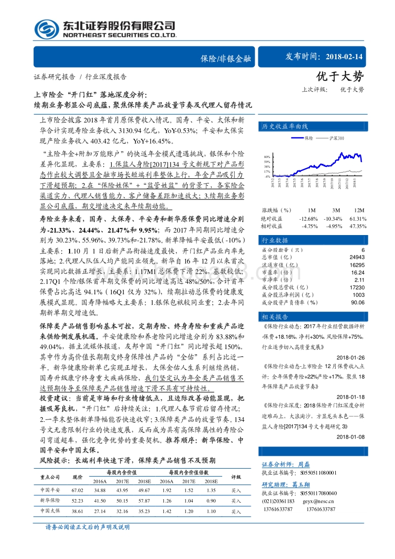 上市险企“开门红”落地深度分析：续期业务彰显公司底蕴，聚焦保障类产品放量节奏及代理人留存情况.pdf_第1页