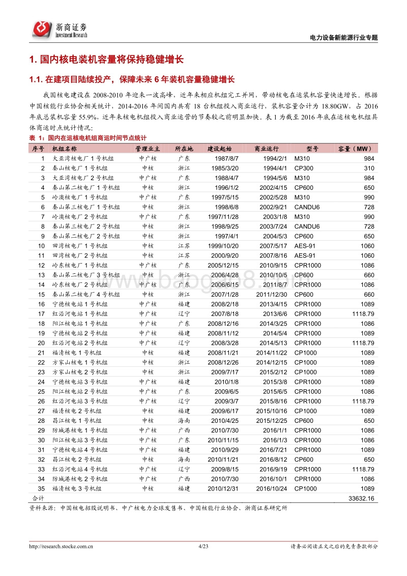 核能应用系列报告（3）：核电密集投运延续，利好运营商业绩成长.pdf_第4页