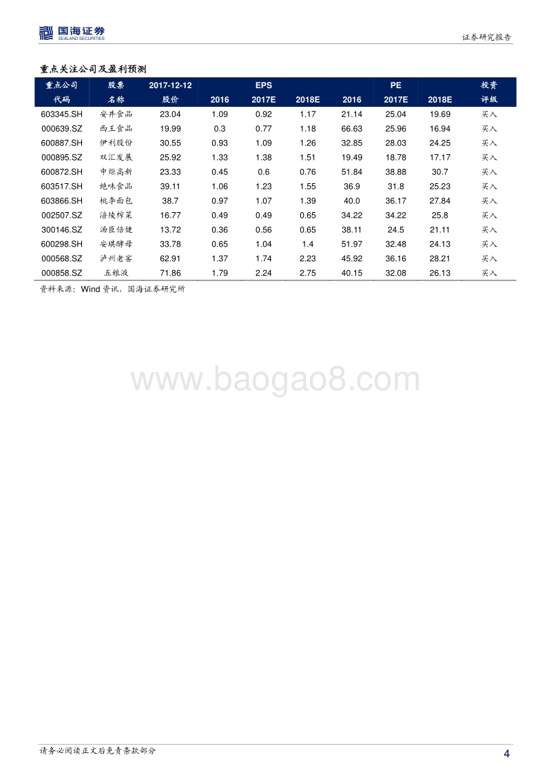 食品饮料行业2018年年度策略报告：茅台扩产白酒行业谨慎乐观，看好食品龙头企业稳健增长.pdf_第4页
