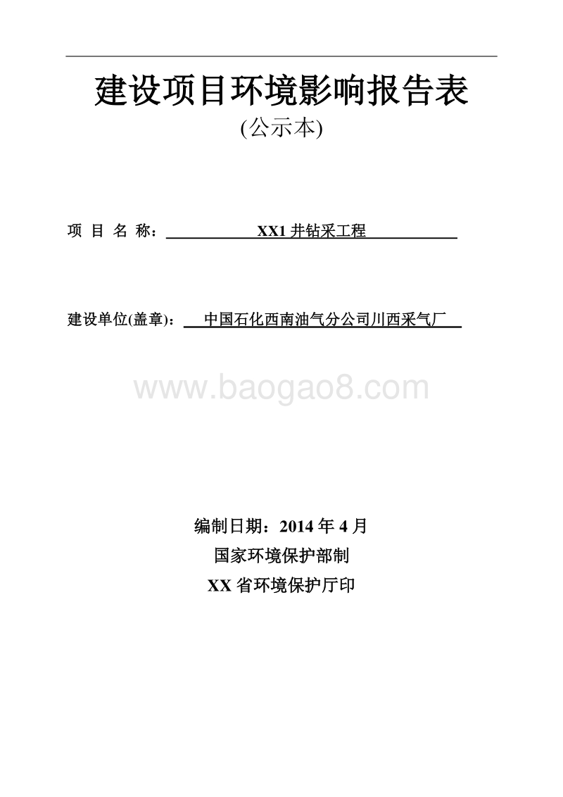 XX钻采工程环境影响评价报告书.doc_第1页