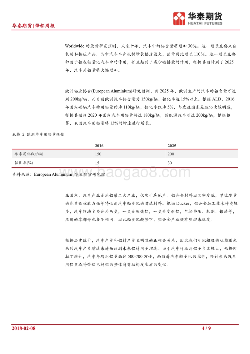 金属铝专题报告：汽车轻量化推动用铝量高速增长.pdf_第4页