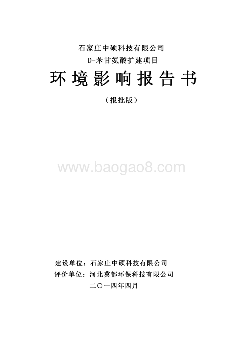 XX厂苯甘氨酸扩建项目环境影响评价报告书.pdf_第1页